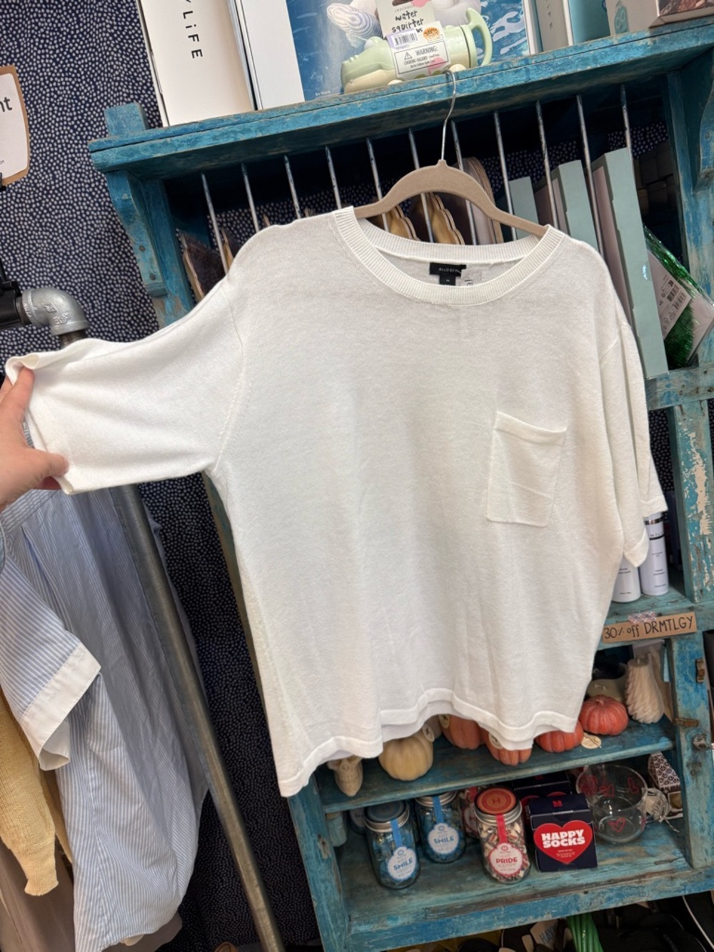 Halogen Cream Ribbed Crew Neck Knit